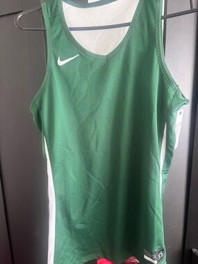 Nike Women's Green Athletic Top with Swoosh Tag